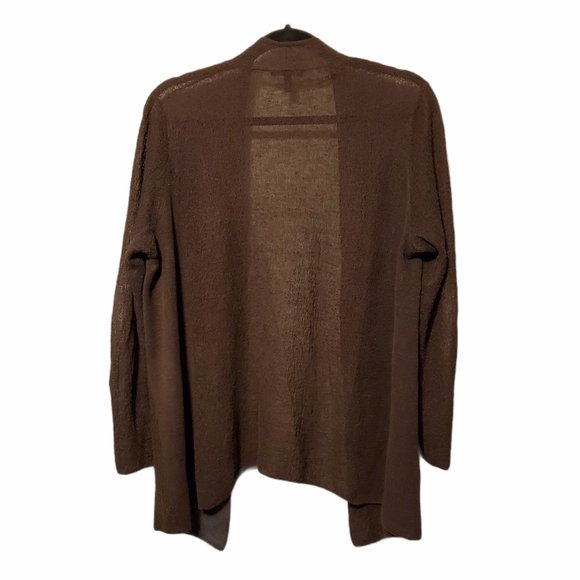 EILEEN FISHER Brown Open Front Thin Sweater Top - Picture 4 of 5